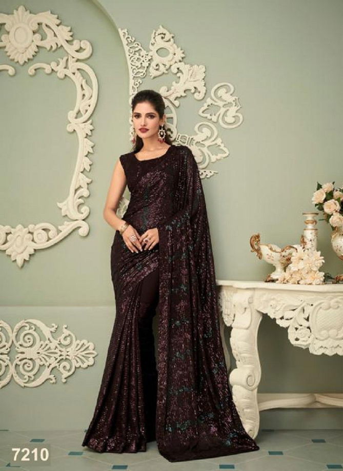 Dark Brown Crystal Vol 3 By TFH Designer Saree Catalog 7210