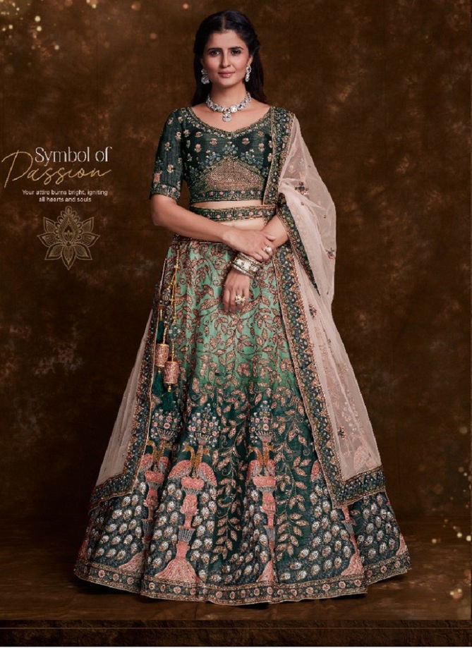 Dark Green And Peach Pratha Vol 4 By Arya Designs Designer Lehenga Choli Catalog 75015