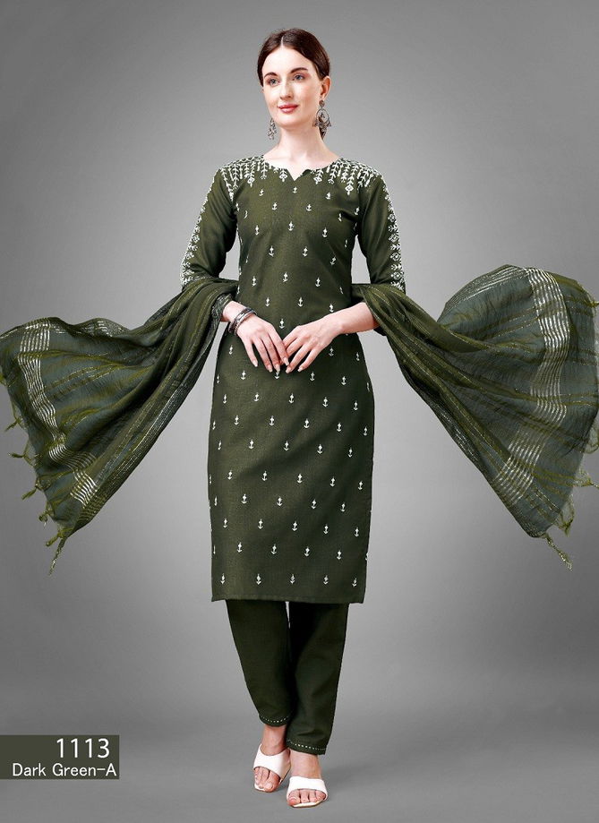 Aradhna 1113 Cotton Blend With Embroidery Kurti Bottom With Dupatta Catalog