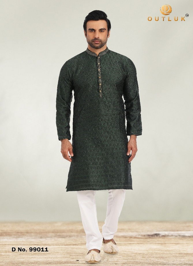 Dark Green Colour Outluk 99 Casual Wear Wholesale Kurta With Pajama Collection 99011