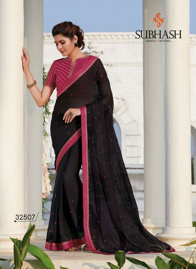 Subhash Spash vol4 Embroidery Work Designer Heavy Partwear Saree with Dupian and Brocade Blouse Good Looking Saree Collections