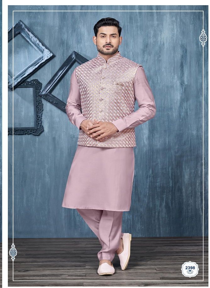 Wedding Wear Art Embroidered Banarasi Silk Mens Modi Jacket Kurta Pajama Wholesale Manufacturers