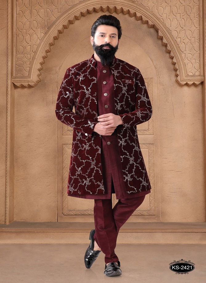 1632 Occasion Wear Mens Silk Designer Modi Jacket Kurta Pajama Orders In India