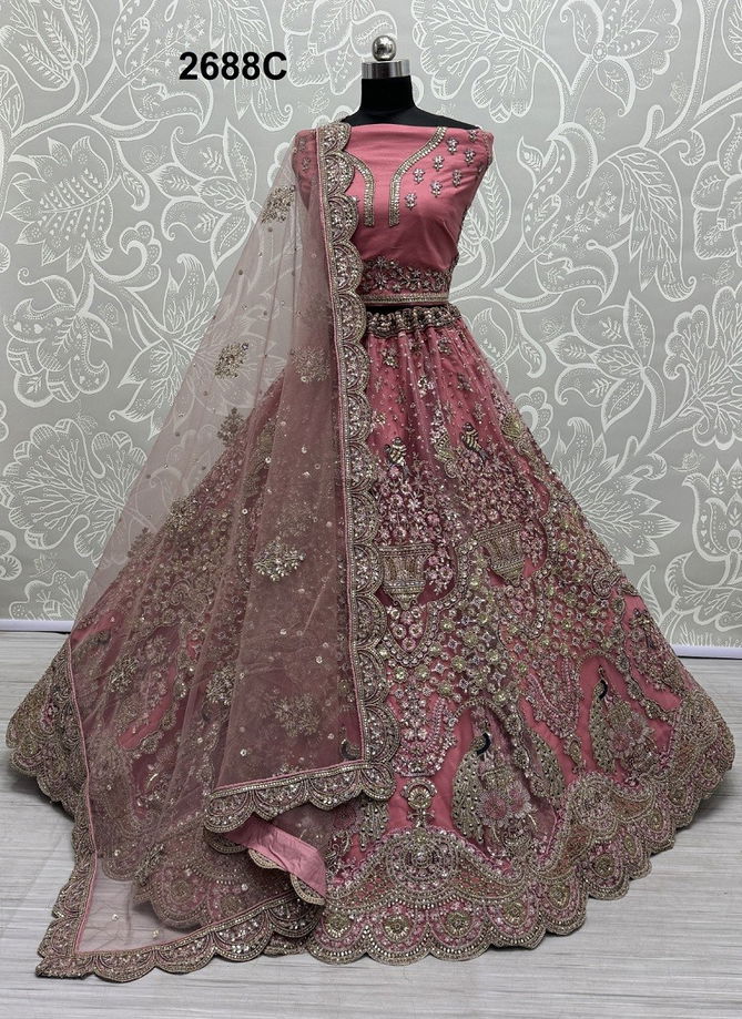 2688 A To C by Anjani Art Wedding Heavy Net Bridal Lehenga Choli Online Wholesale