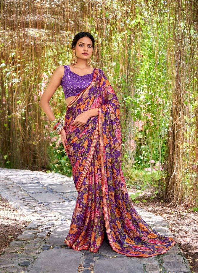 Feena By Stavan 3D Velvet Chiffon Embroidery Saree Exporters In India