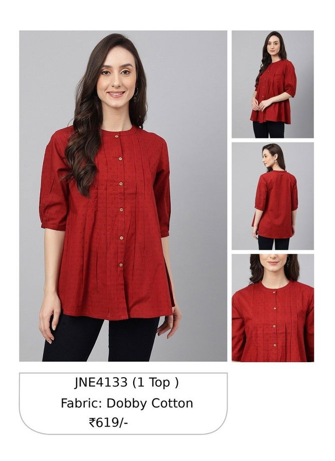 Dark Red Janasya Party Wear Ladies Top Catalog 4133