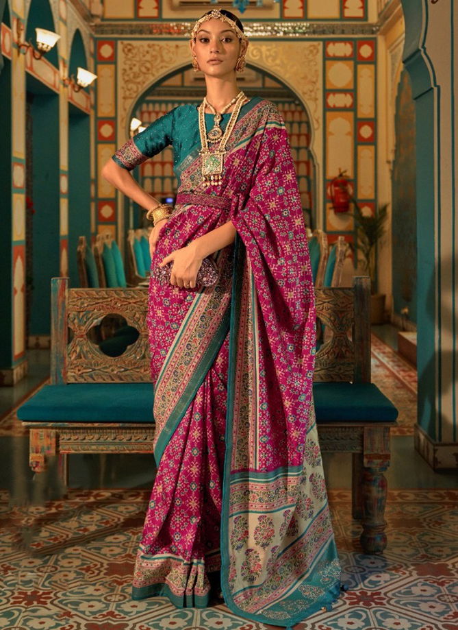 Deep Pink Colour Katha Printed Function Wear Wholesale Silk Sarees 550 C