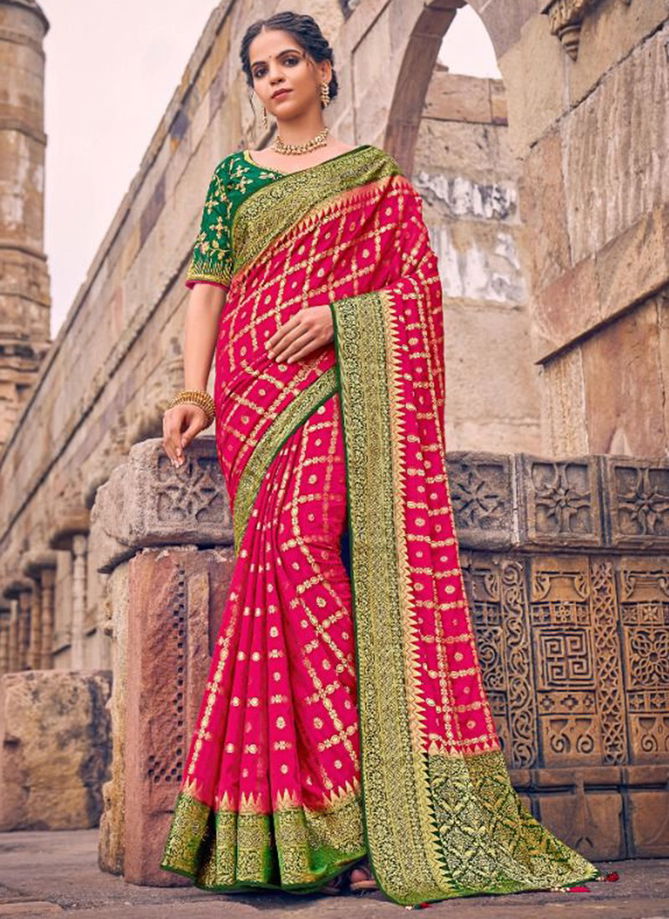 Deep Pink Colour Madhubani Wholesale Designer Georgette Saree Catalog 1903