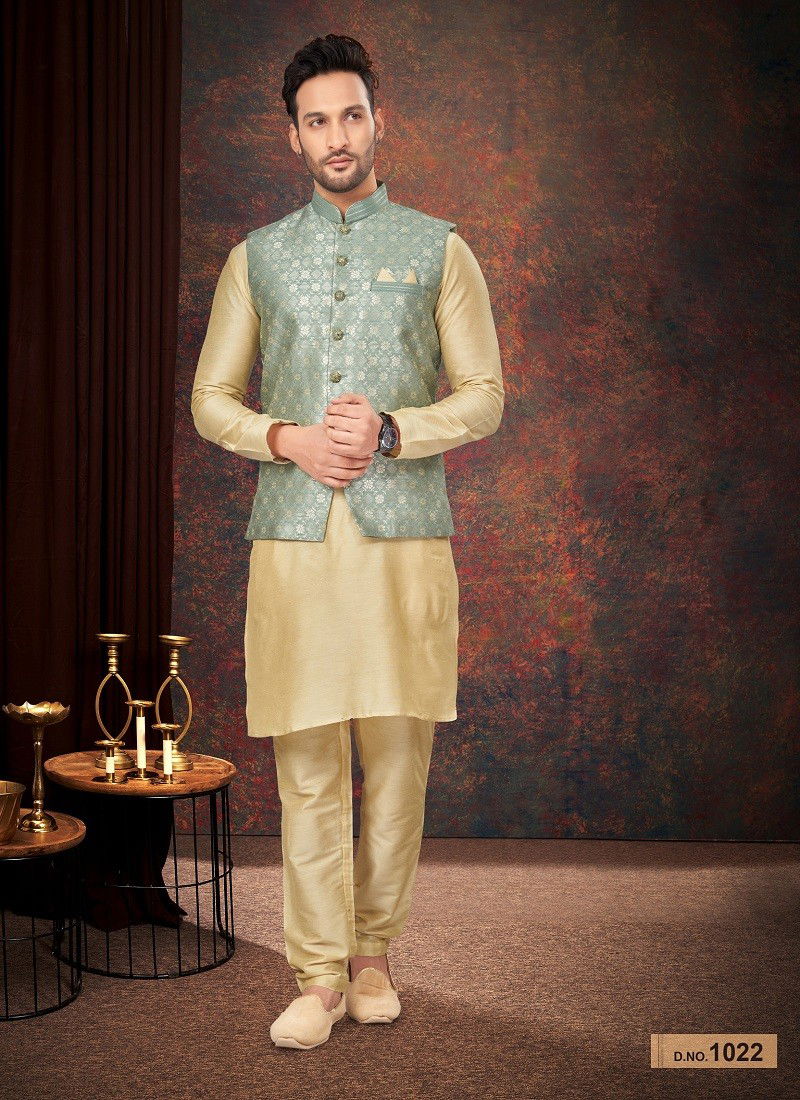 GS Fashion Party Wear Jacquard Mens Modi Jacket Kurta Pajama Wholesale Shop In Surat