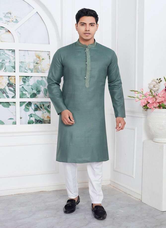 Occasion Mens Wear Premium Linen Cotton Designer Kurta Pajama Wholesale Online