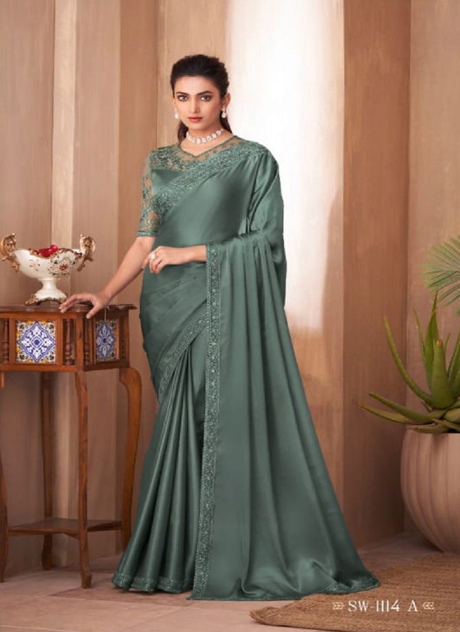 Sandalwood 1114 Glass Silk Party Wear Saree Catalog