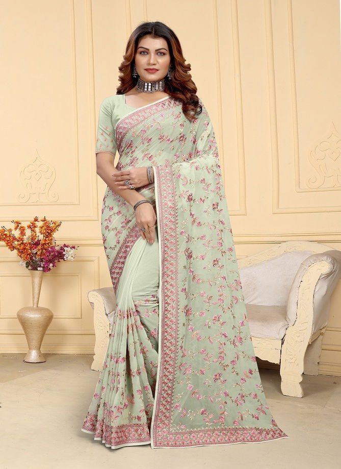 Mrunal By Utsavnari Designer Resham Embroidery Wear Saree Manufacturers