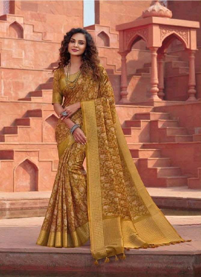 Dusty Yellow Colour Jaimathi Vol 510 By Joh Rivaaj Printed Saree Catalog 51005