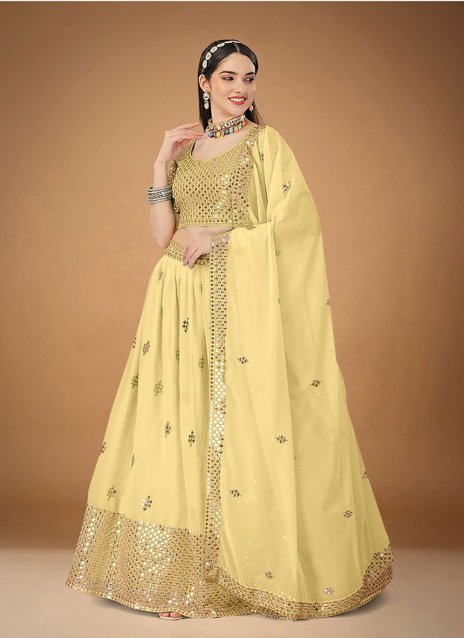 Dusty Yellow Noor By Biva 20011 To 20020 Party Wear Lehenga Choli Catalog 20016