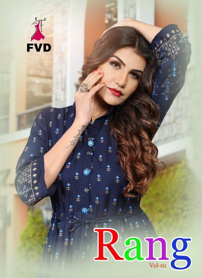 FVD Rung Vol 01 Latest Designer Foil Printed Rayon Long Gown Collection 