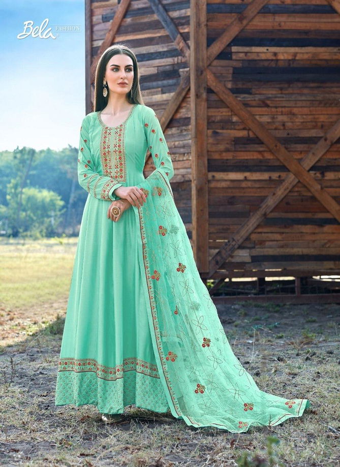 Kashish By Bela Dola Silk Embroidery Anarkali Suit Wholesalers In Delhi