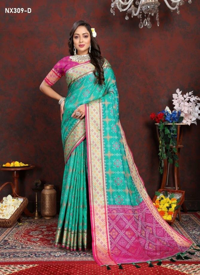 NX309-A To NX309-F by Murti Nx Soft Patola Silk Sarees Surat Wholesale Market