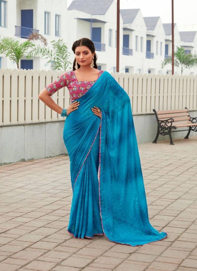 Oliva By Stavan 3D Shaded Chiffon Embroidery Saree Wholesale Online