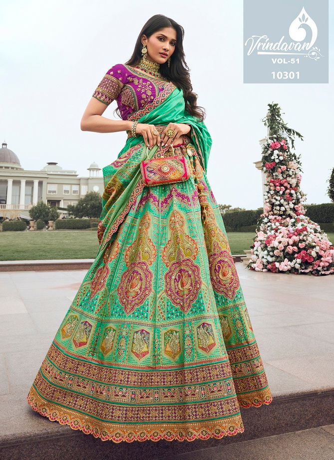 Royal Vrindavan Vol 51 Silk Bridal Lehenga Choli Suppliers In India