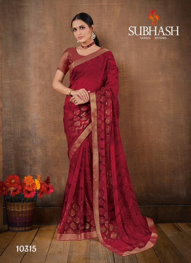 Subhash Georgette Foil Work Saree with Dupian and Brocade Blouse Designer Rich Look Wedding Wear and Party Wear Saree Collections