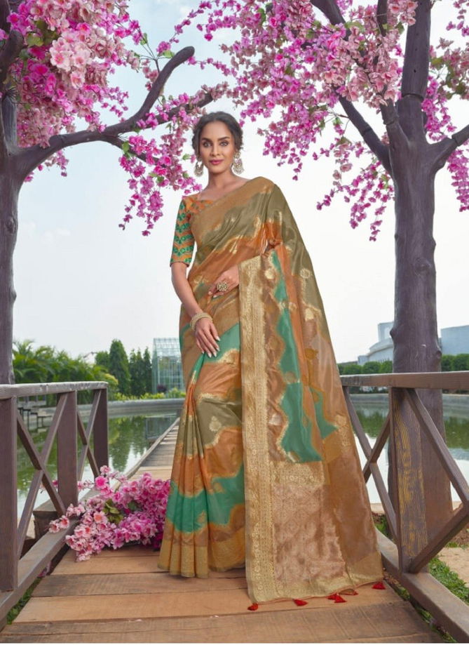 Golden And Green Colour Jashika Vol 550 By Joh Rivaaj Designer Saree Catalog 55003