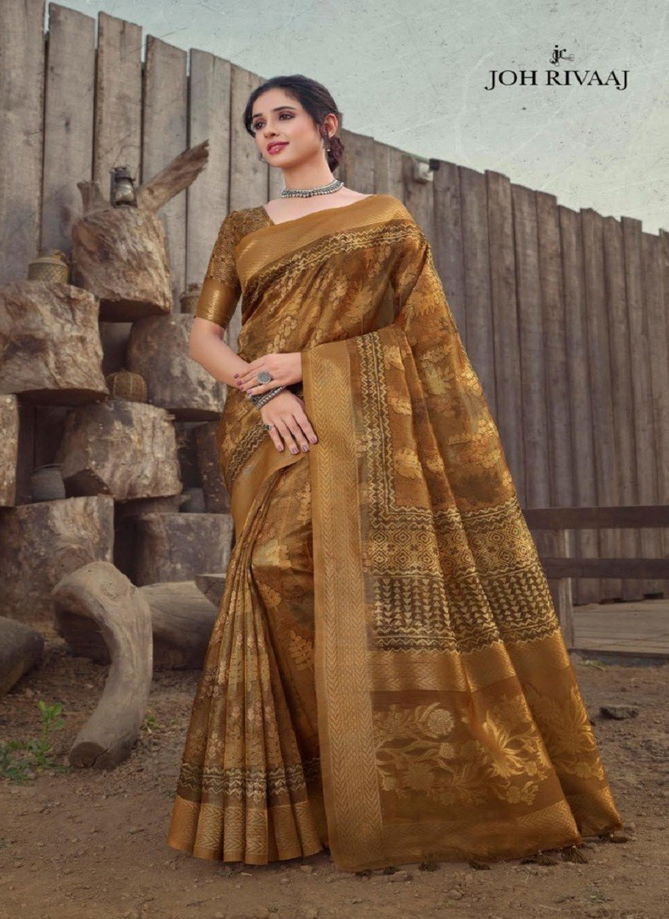 Golden Colour Jalakshi By Joh Rivaaj Printed Saree Catalog 49008