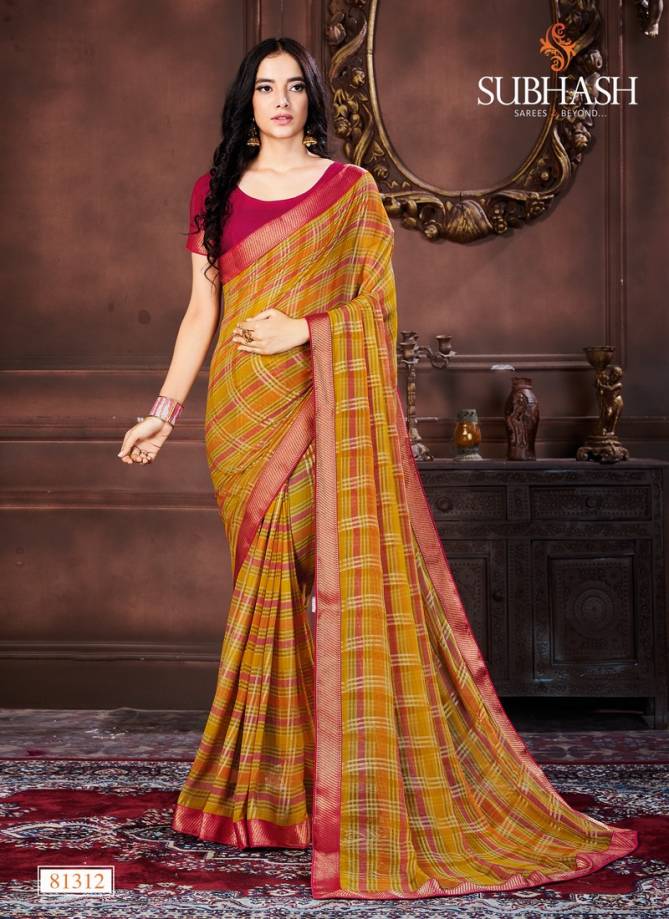 Subhash Saree Heavy Georgette And Pure Chiffon Designer Printed Work Elegant Regular Wear Saree Collections