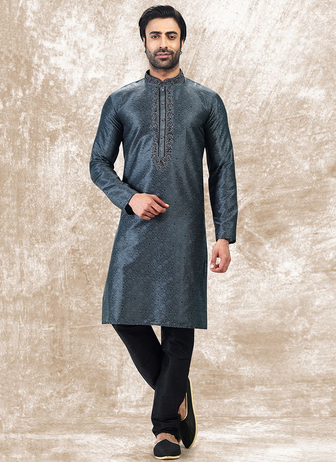 Gray And Black Colour Festive Wear Designer Wholesale Kurta Pajama Catalog 2015