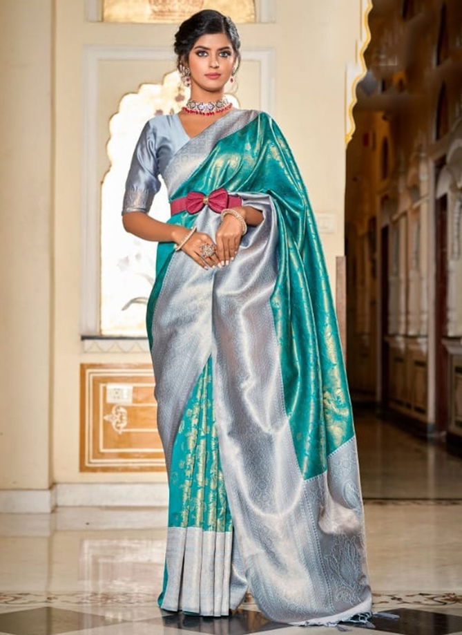 Gray And Green Colour Samiksha The Fabrica Function Wear Wholesale Designer Sarees Catalog 8003