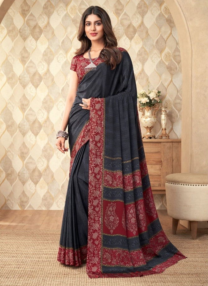 Gray And Maroon Colour Vivanta Silk 20th Edition By Ruchi Printed Saree Catalog 23103 A