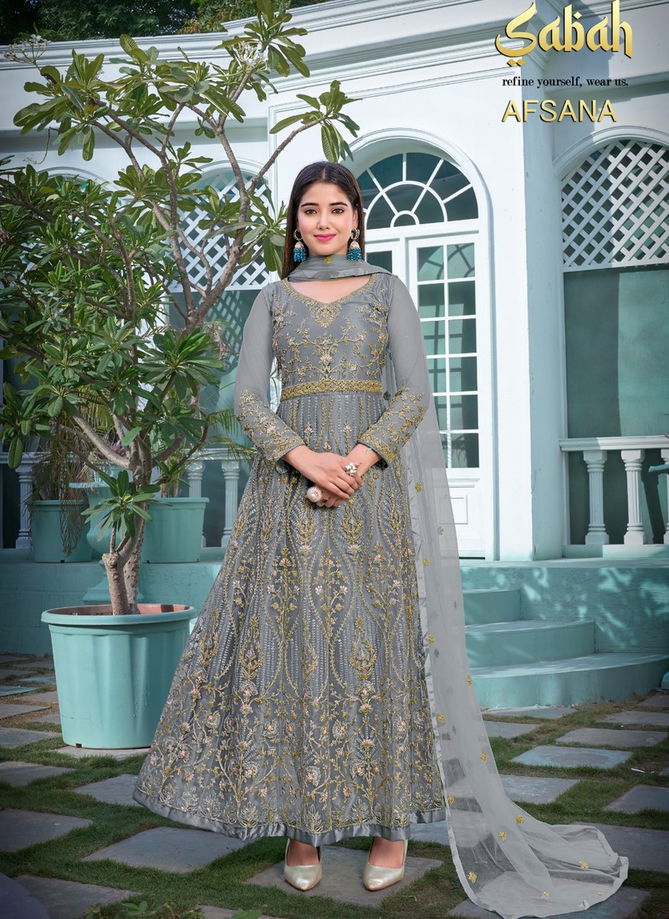 Gray Colour Afsana Vol 2 By Sabah Gown Catalog 1006 B