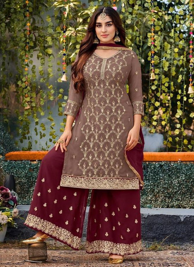 Gray Colour Celebration Mrudangi Wedding Wear Wholesale Plazzo Suits Catalog 2042