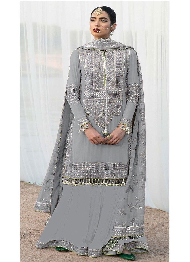 Gray Colour KF 142 Plazzo Suits Catalog 142 B