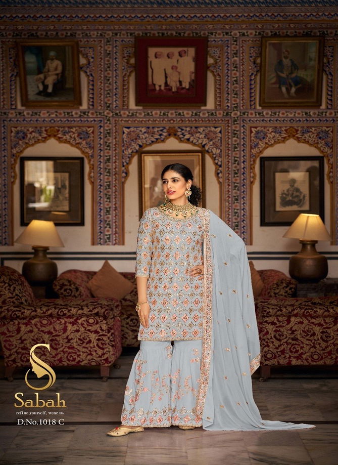 Kalaki By Sabah Faux Georgette Plazzo Suit Dress Material Catalog