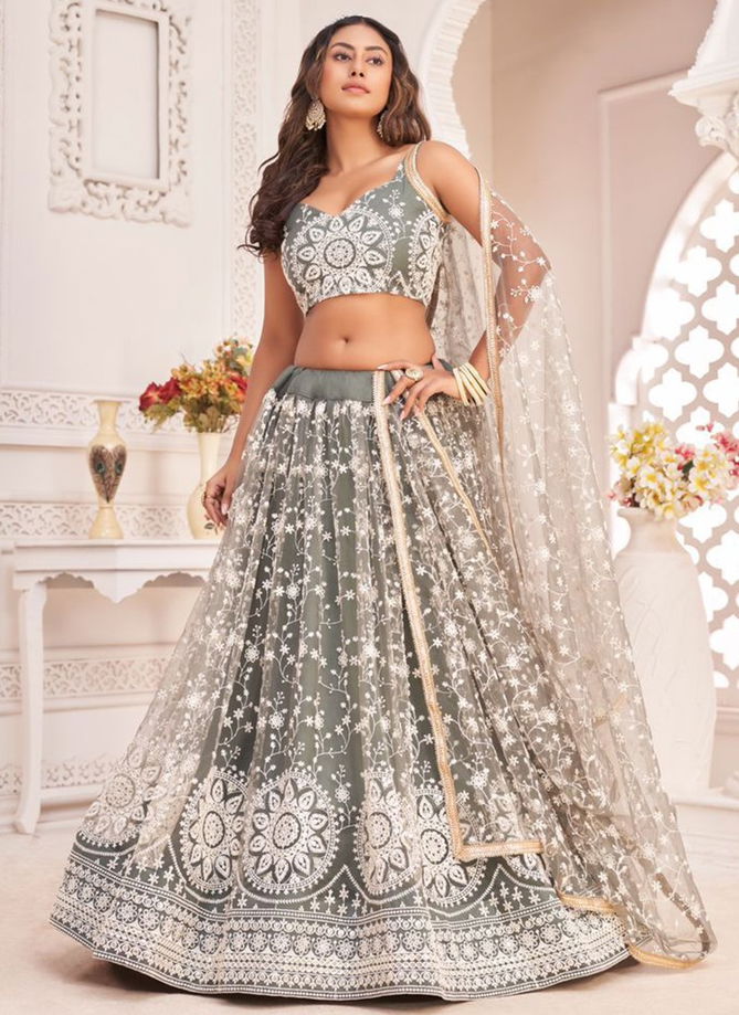 Gray Colour Kelaya Vol 4 Wholesale Designer Party Wear Lehenga Choli Catalog 2118