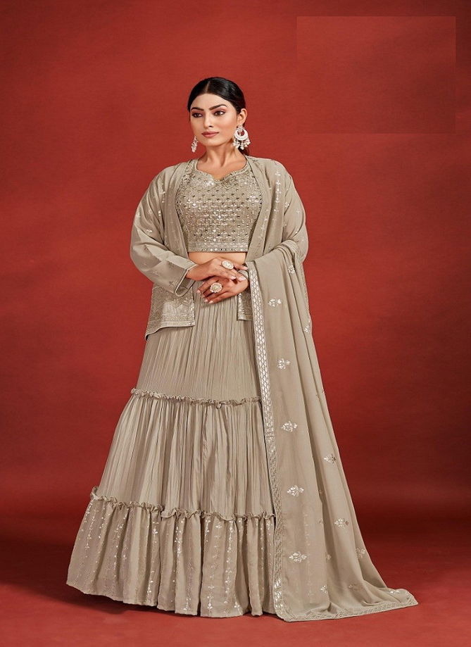 Gray Colour Mahira Vol 5 By Arya Indowestern Lehenga Choli Catalog 69001