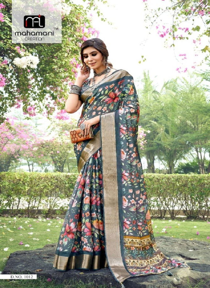 Nancy By Mahamani Creation Tussar Silk Printed Saree Catalog