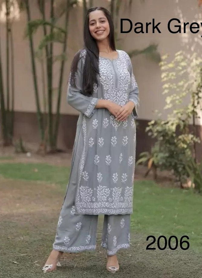 Naz By Rasili Nx Heavy Chikankari Embroidery Kurti With Bottom Exporters In India