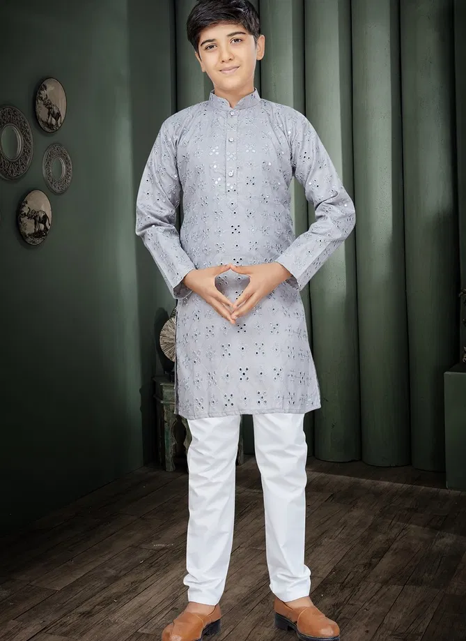 Gray Colour Outluk Kids 8 Kurta Pajama Kids Wear Catalog 801-D