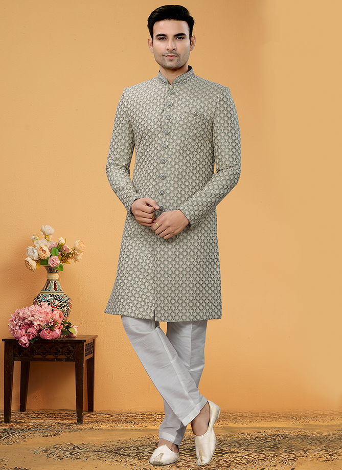 Gray Colour Outluk Vol 111 Wholesale Mens Indo western Catalog 111005