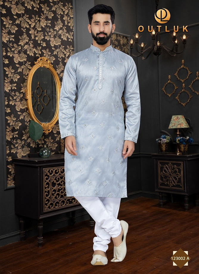 Gray Colour Outluk Vol 123 A Mens Kurta Pajama Catalog 123002 A