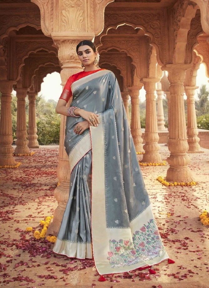 Gray Colour Platinium Silk By Pankh Silk Saree Catalog 4511