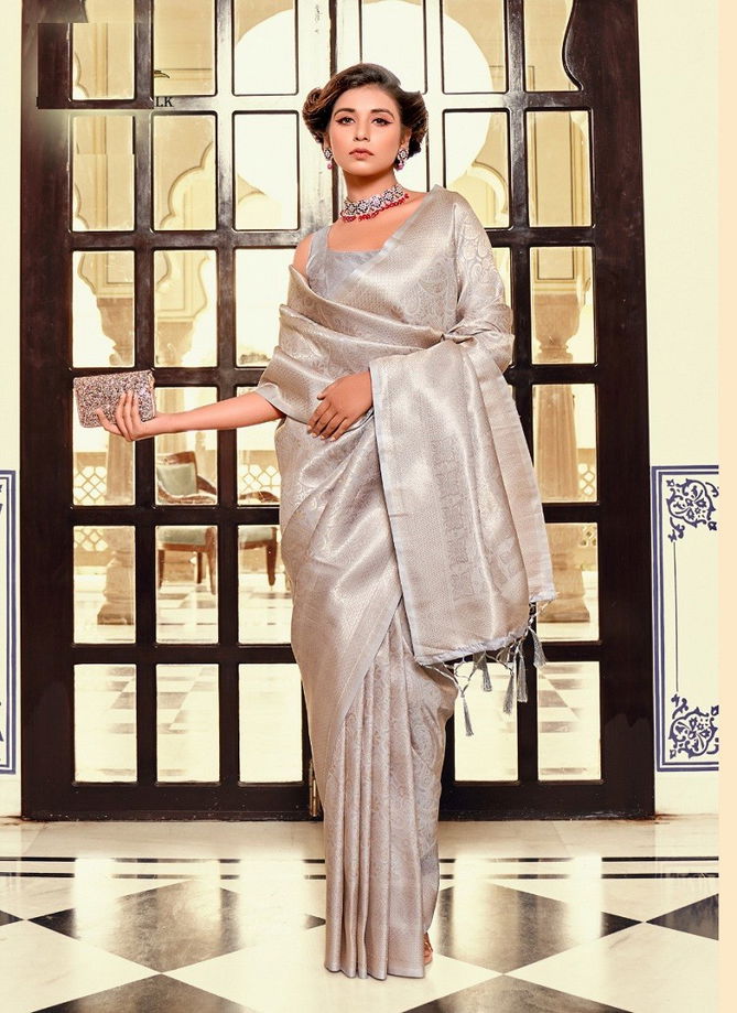 Gray Colour Scarlet Silk By Rajpath Silk Saree Catalog 111002