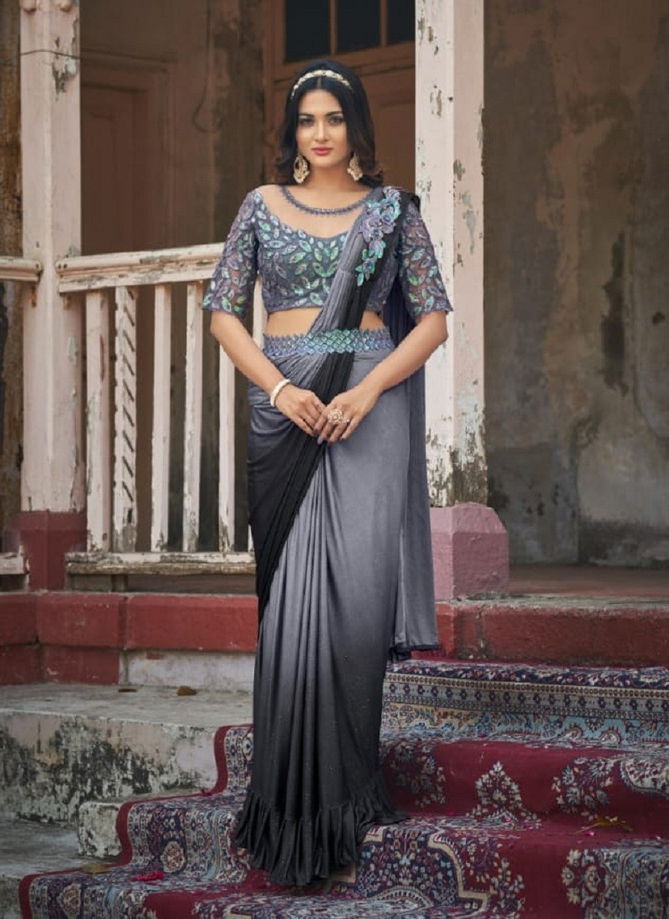 Gray Colour Super Star Hits By TFH Designer Saree Catalog 7322