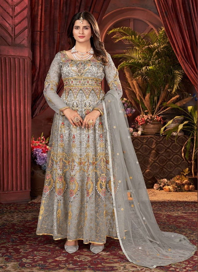 Gray Colour Swagat 677 Colors Gown Catalog 667 D