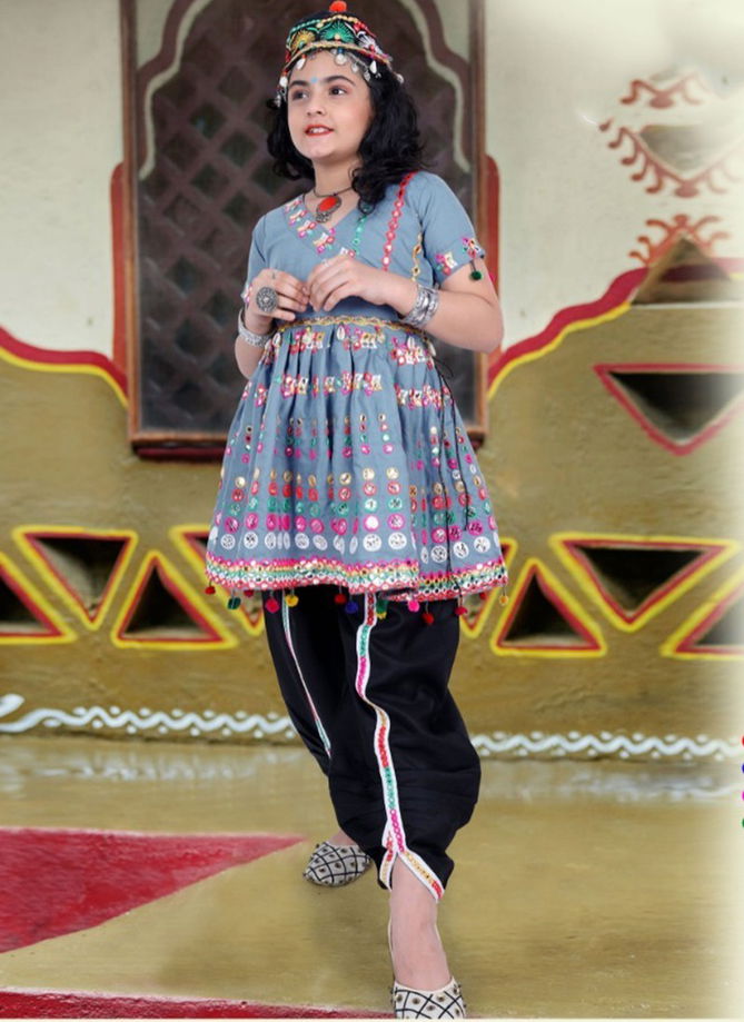 Gray Colour Thangat Festive Wear Kediya And Dhoti Wholesale Kids CatalogThangat 3