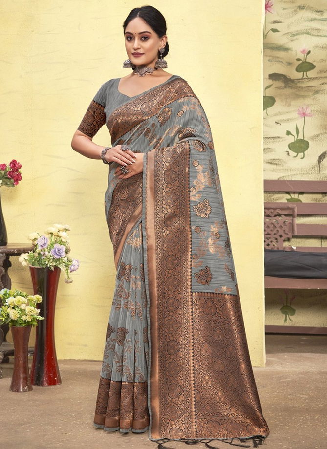 Gray Colour Vasu Pujya Vol 4 Function Wear Wholesale Cotton Sarees 3012 