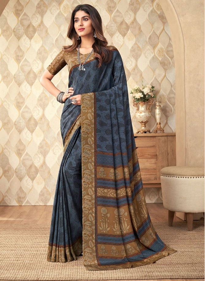 Gray Colour Vivanta Silk 20th Edition By Ruchi Printed Saree Catalog 23102 D