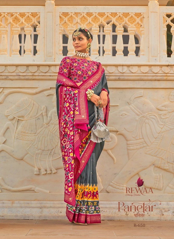 Gray Panetar By Rewaa Silk Saree Catalog 650