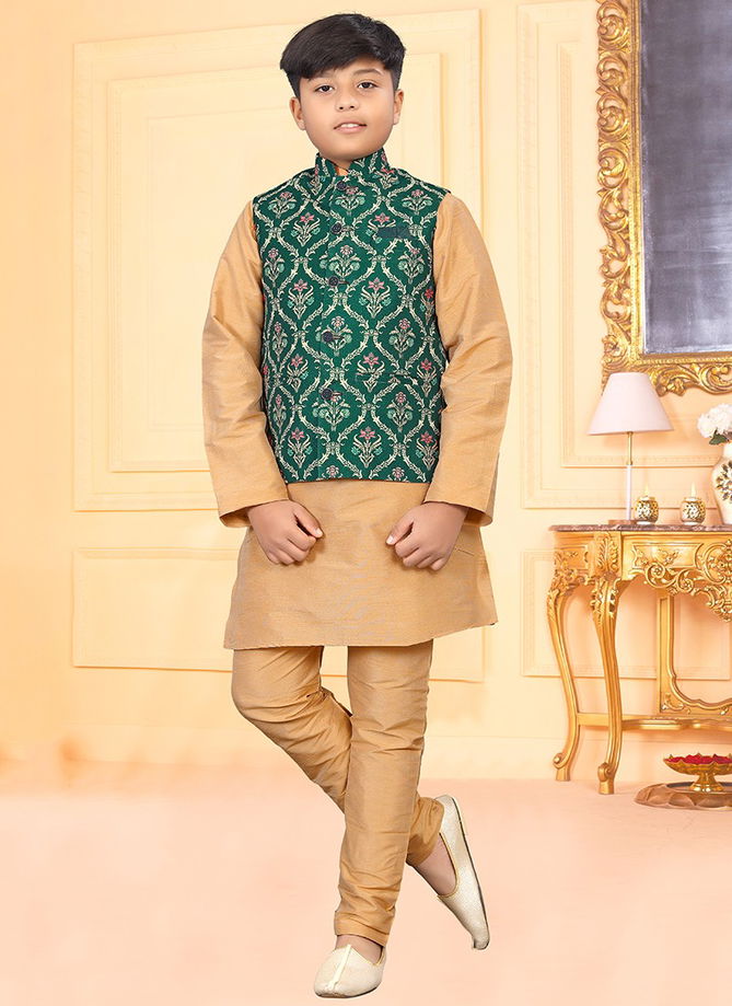 Green And Golden Outluk Kids Vol 2 Party Wear Wholesale Modi Jacket Kids Wear Catalog 220